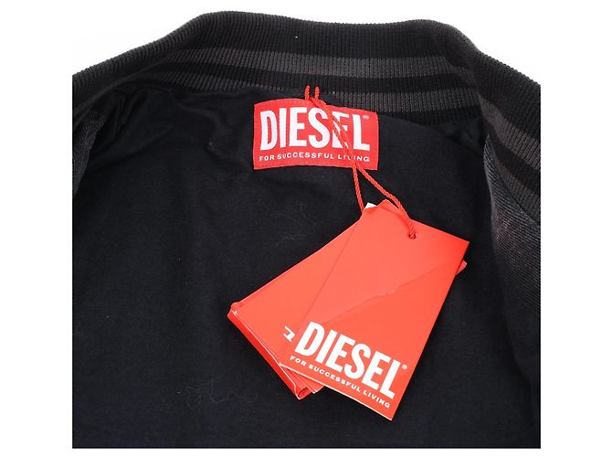 Giacca bomber in pelle e denim Diesel L-NYN nera, 50 IT Nero - vista 5