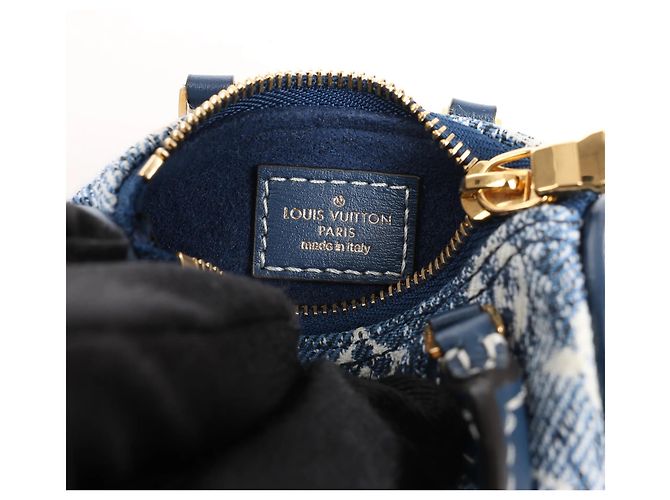 Louis Vuitton Speedy Micro Monogram Denim Handtasche in Blau Marineblau - vista 10