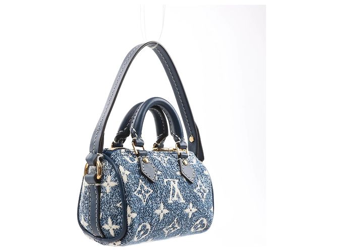Louis Vuitton Speedy Micro Monogram Denim Handtasche in Blau Marineblau - vista 2