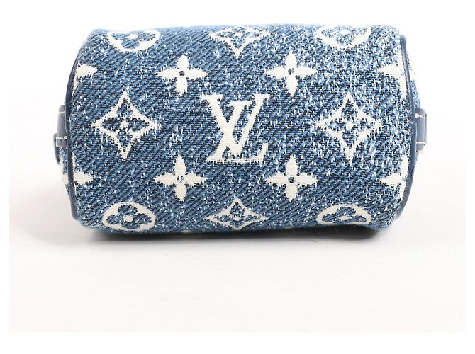 Louis Vuitton Speedy Micro Monogram Denim Handtasche in Blau Marineblau - vista 5