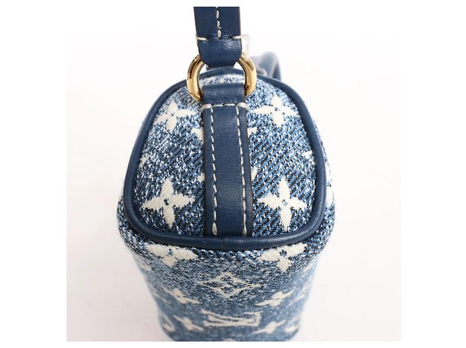 Louis Vuitton Speedy Micro Monogram Denim Handtasche in Blau Marineblau - vista 6