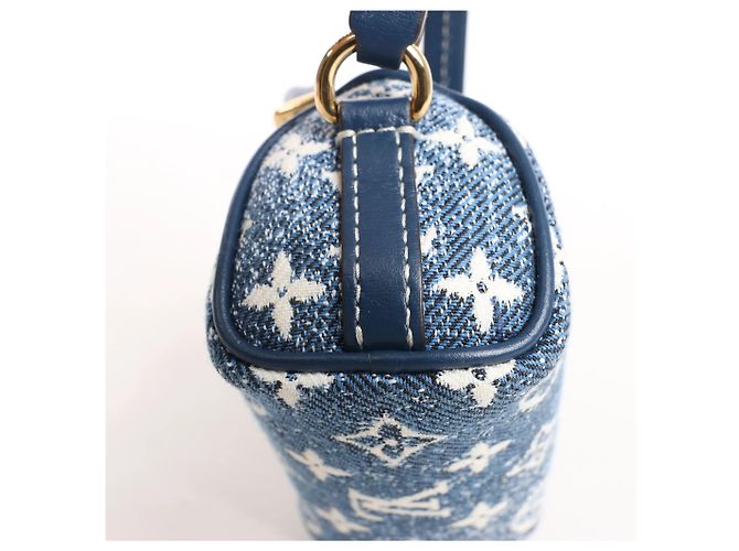 Louis Vuitton Speedy Micro Monogram Denim Handtasche in Blau Marineblau - vista 7