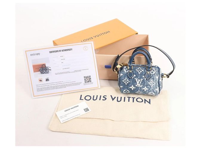 Louis Vuitton Speedy Micro Monogram Denim Handtasche in Blau Marineblau - vista 8