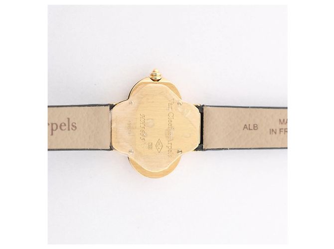 Van Cleef & Arpels Alhambra WTYB02B3 136574 YG & Leather QZ Watch with Shell-Face HH5655 Beige - Ansicht 12