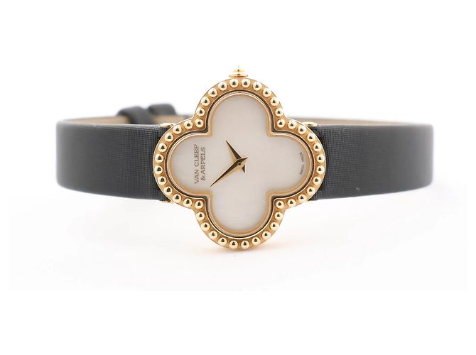 Van Cleef & Arpels Alhambra WTYB02B3 136574 YG & Leather QZ Watch with Shell-Face HH5655 Beige - Ansicht 4