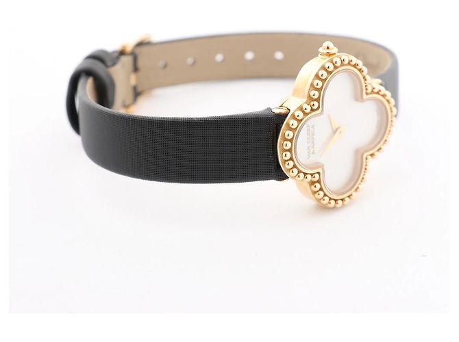 Van Cleef & Arpels Alhambra WTYB02B3 136574 YG & Leather QZ Watch with Shell-Face HH5655 Beige - Ansicht 5