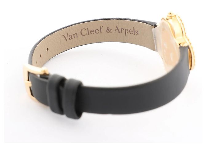 Van Cleef & Arpels Alhambra WTYB02B3 136574 YG & Leather QZ Watch with Shell-Face HH5655 Beige - Ansicht 7