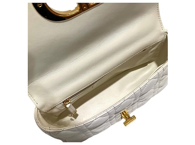 Borsa a tracolla Christian Dior Caro Small in pelle di vitello Bianco - vista 5