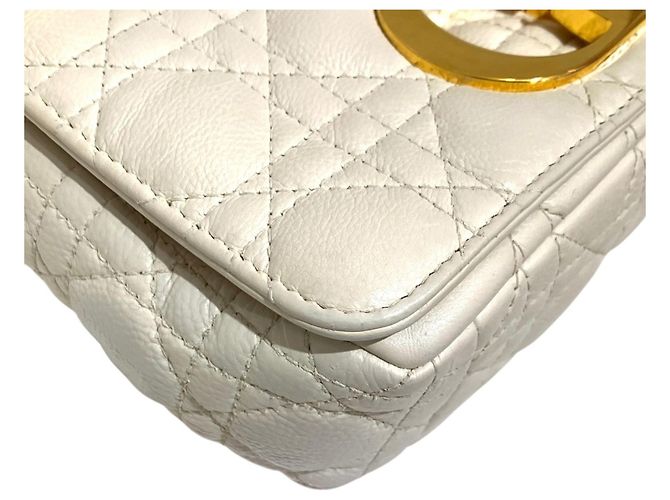 Borsa a tracolla Christian Dior Caro Small in pelle di vitello Bianco - vista 6