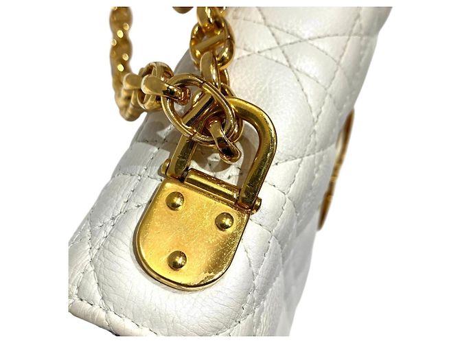 Borsa a tracolla Christian Dior Caro Small in pelle di vitello Bianco - vista 8