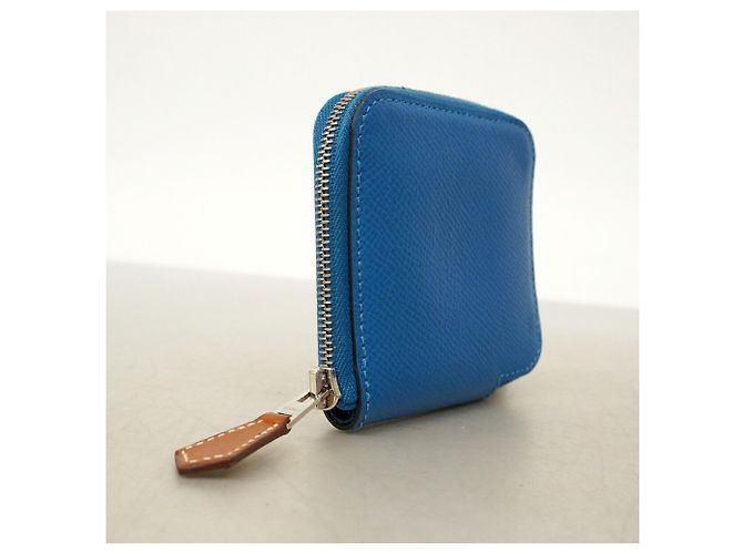 Hermès Portefeuille/Porte-monnaie compact en soie Hermes Azap Mini Silk Bleu - vue 2