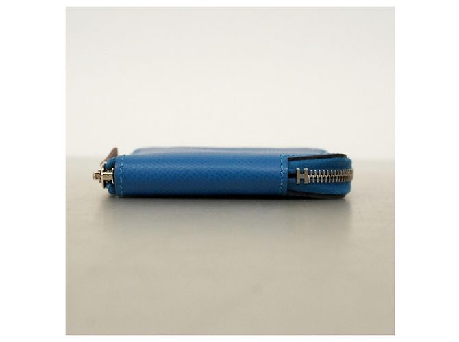 Hermès Portefeuille/Porte-monnaie compact en soie Hermes Azap Mini Silk Bleu - vue 3