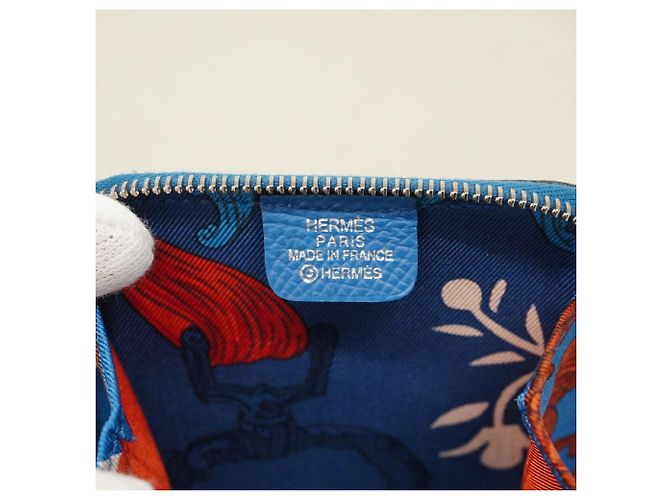 Hermès Portefeuille/Porte-monnaie compact en soie Hermes Azap Mini Silk Bleu - vue 5