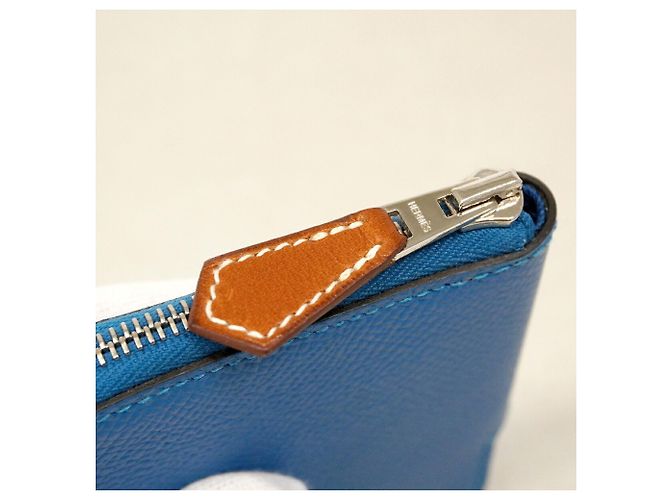 Hermès Portefeuille/Porte-monnaie compact en soie Hermes Azap Mini Silk Bleu - vue 6