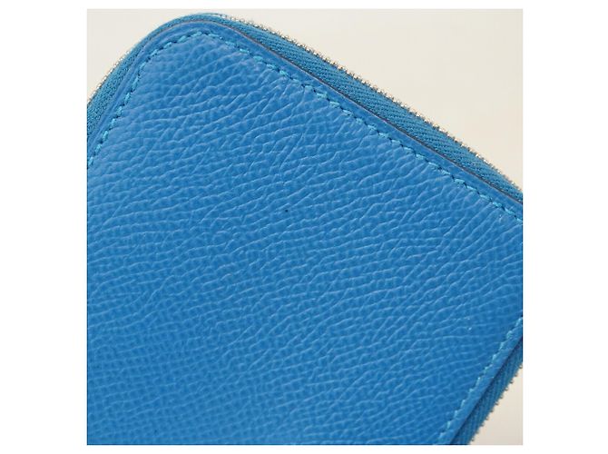 Hermès Portefeuille/Porte-monnaie compact en soie Hermes Azap Mini Silk Bleu - vue 7