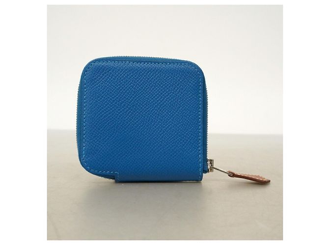 Hermès Portefeuille/Porte-monnaie compact en soie Hermes Azap Mini Silk Bleu - vue 9