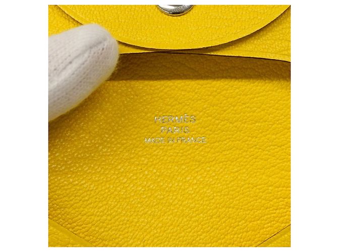 Hermès Bastia Münzgeldbörse aus Chevre Mysore Gelb - Ansicht 5