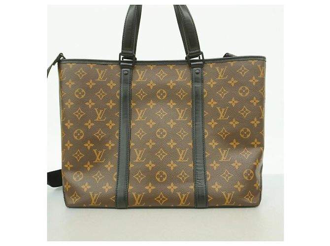 Louis Vuitton Monogram Macassar Weekend Tote PM Marrone Nero - vista 11