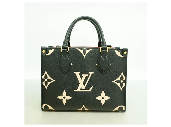 Borsa Louis Vuitton Monogram Empreinte Bicolor OnTheGo PM Nero Beige - vista 10