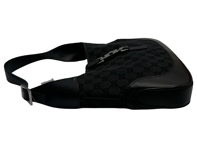 Borsa Hobo Gucci Web Jackie O in tela GG e pelle Medium Nero - vista 4