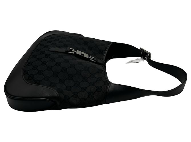 Borsa Hobo Gucci Web Jackie O in tela GG e pelle Medium Nero - vista 5