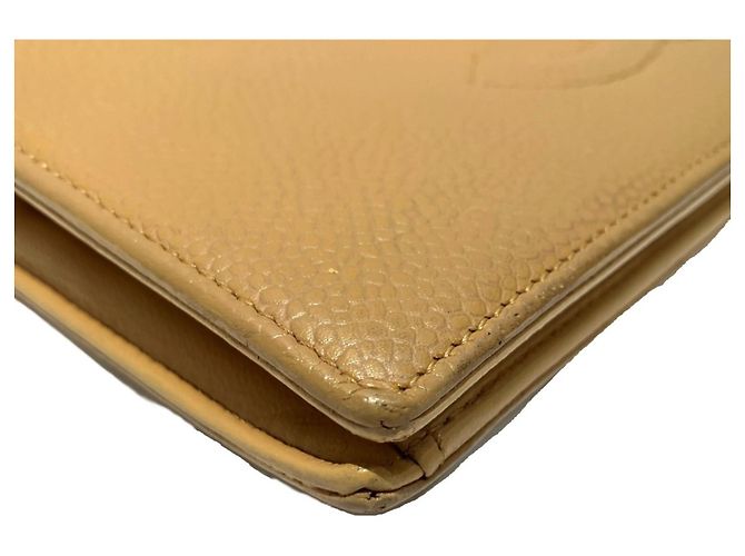 Chanel Bi-Fold Wallet aus genarbtem Kalbsleder Beige - Ansicht 8