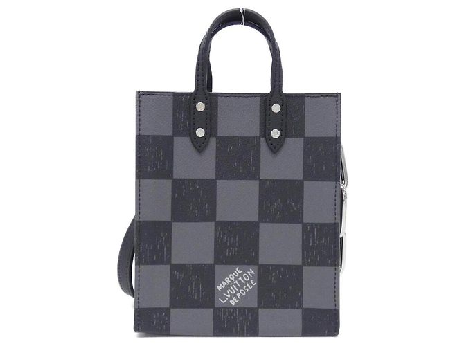 Borsa Louis Vuitton Damier Checkerboard Sac Plat XS Nero - vista 2