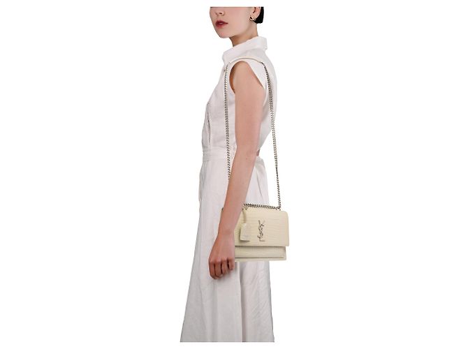 Borsa YVES SAINT LAURENT in Pelle Beige - 103693 - vista 13
