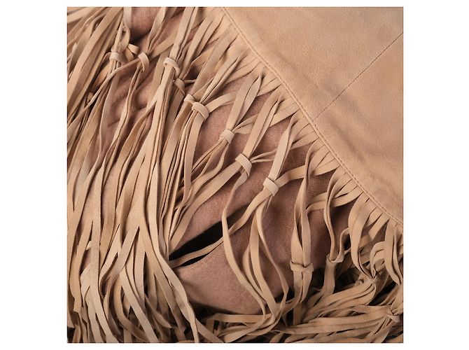 Capa de gamuza con flecos Loro Piana Beige - vista 5