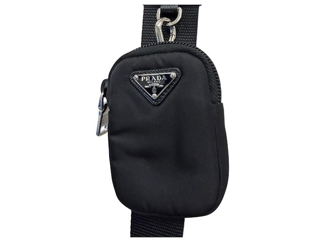 Borsa a tracolla Prada in pelle e Re-Nylon con logo triangolare Nero - vista 11