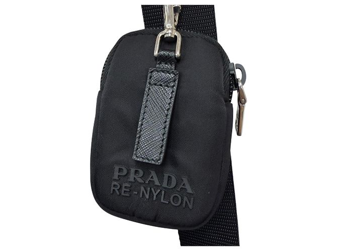 Borsa a tracolla Prada in pelle e Re-Nylon con logo triangolare Nero - vista 12