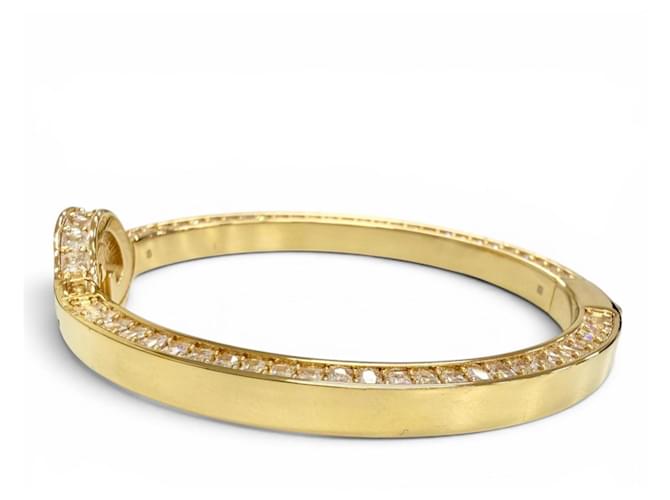 Bracciale rigido GUCCI Blondie con G interlocking e strass D'oro - vista 3