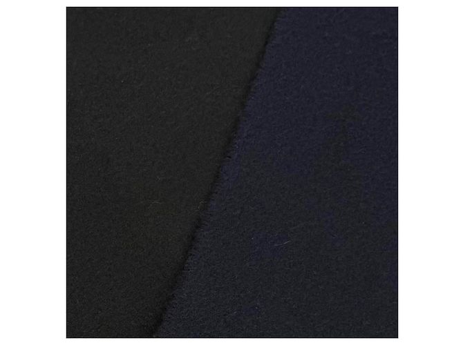 Hermès Stola HERMES Cheval au Tre in cashmere e pelle Nero Blu navy - vista 4