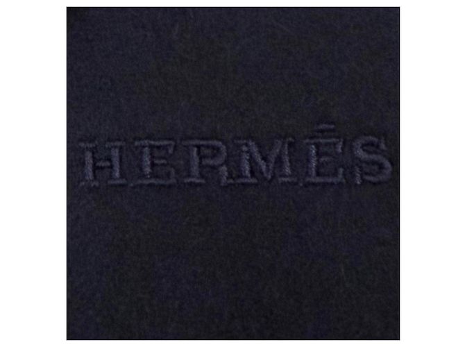 Hermès Stola HERMES Cheval au Tre in cashmere e pelle Nero Blu navy - vista 5