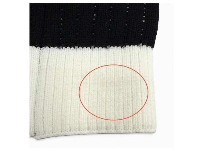 Chanel 24C Coco Mark Logo Design Beinstulpen aus Rippstrick Schwarz Weiß - Ansicht 8