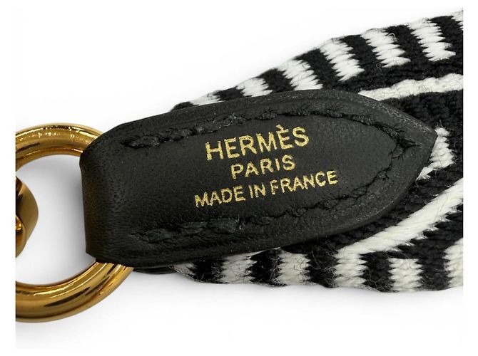 Hermès Hermes Bandoulière Sangle Caval 25mm Shoulder Strap Schwarz Weiß - Ansicht 5