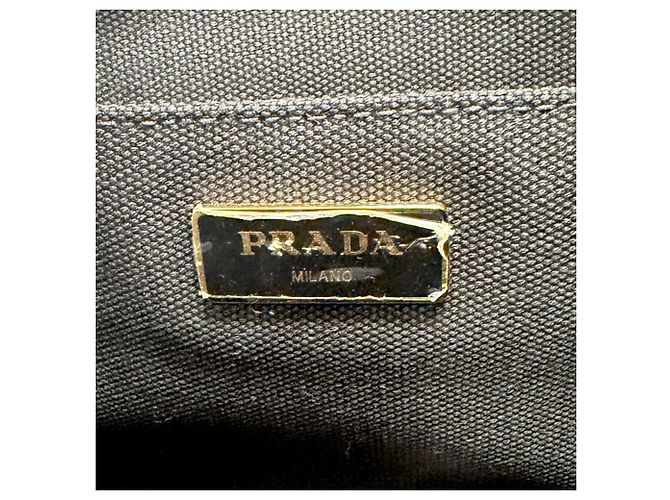 Tote Borsa a mano e spalla 2-Way Prada 1BG439 in canapa e pelle con logo triangolare Nero - vista 12