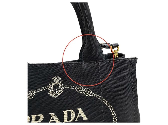 Tote Borsa a mano e spalla 2-Way Prada 1BG439 in canapa e pelle con logo triangolare Nero - vista 15