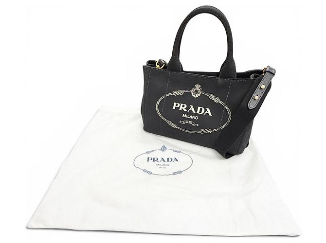Tote Borsa a mano e spalla 2-Way Prada 1BG439 in canapa e pelle con logo triangolare Nero - vista 2