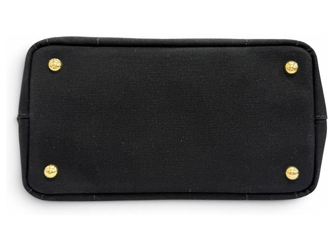 Tote Borsa a mano e spalla 2-Way Prada 1BG439 in canapa e pelle con logo triangolare Nero - vista 6