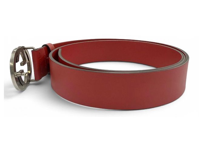 Cinturón de piel Gucci Interlocking G Roja - vista 3