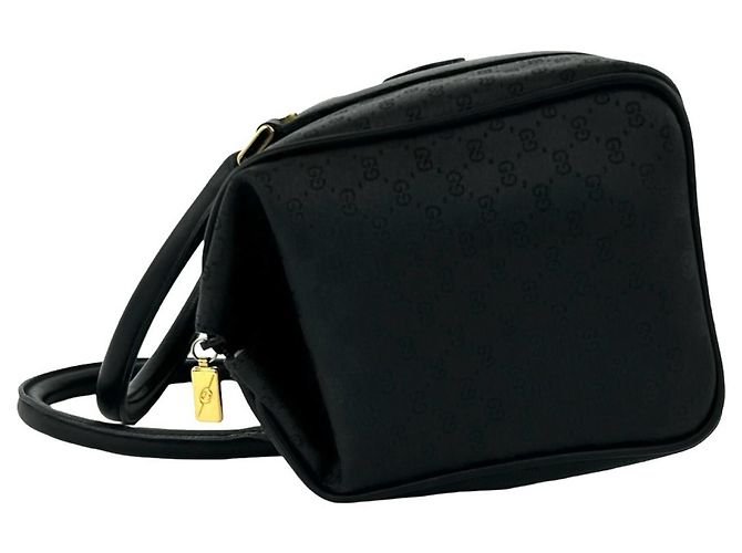 GUCCI Vintage Micro GG Logo Lederhandtasche Schwarz - Ansicht 5