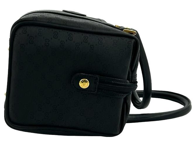 GUCCI Vintage Micro GG Logo Lederhandtasche Schwarz - Ansicht 6