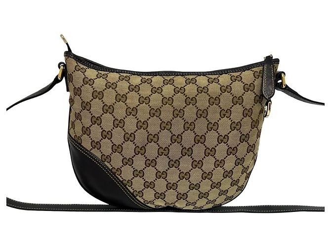 Borsa a tracolla Gucci in tela GG e pelle Marrone - vista 3