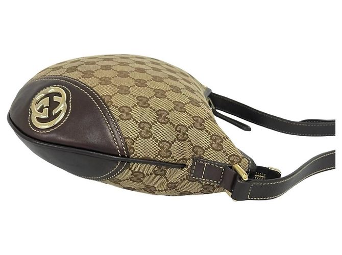 Borsa a tracolla Gucci in tela GG e pelle Marrone - vista 6