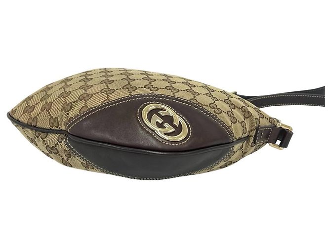 Borsa a tracolla Gucci in tela GG e pelle Marrone - vista 8
