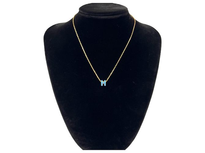 Hermès Colar Hermes Mini Pop H com pingente dourado e azul - vista 2
