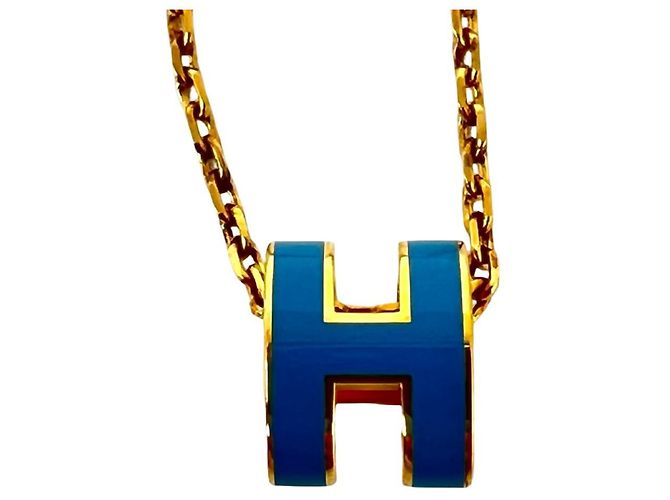Hermès Colar Hermes Mini Pop H com pingente dourado e azul - vista 4