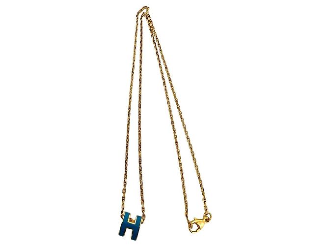 Hermès Colar Hermes Mini Pop H com pingente dourado e azul - vista 6