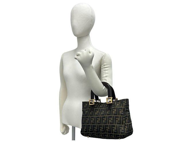 Saco Tote FENDI em lona Zucca FF e couro Marrom Preto - vista 2